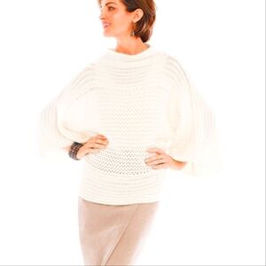 NWOT Chicos Black Label Boxy Knit Sweater Chunky Knit Soft Wool Cashmere Blend L